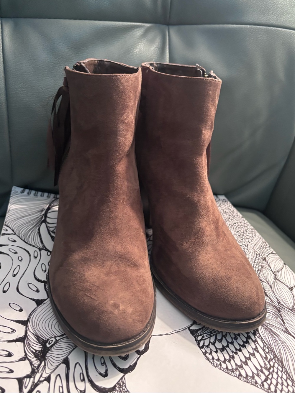 MIA Brown Suede Ankle Booties with Side Tassel